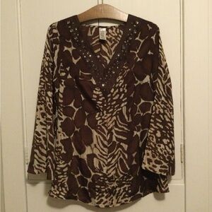 Brown Animal Print Women's Top